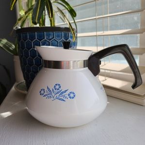 Blue Cornflower 6 Cup Corningware Tea Pot with Plastic lid